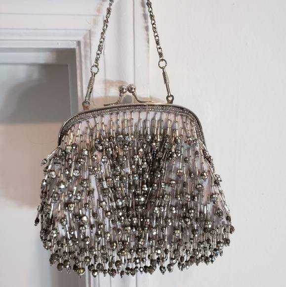 none Handbags - Adorable  little  silver beaded bag